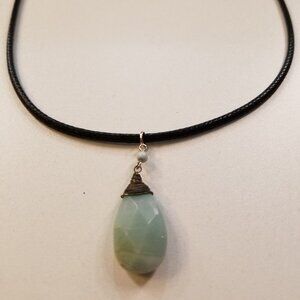 Vintage Aventurine Gemstone Nylon Cord Necklace